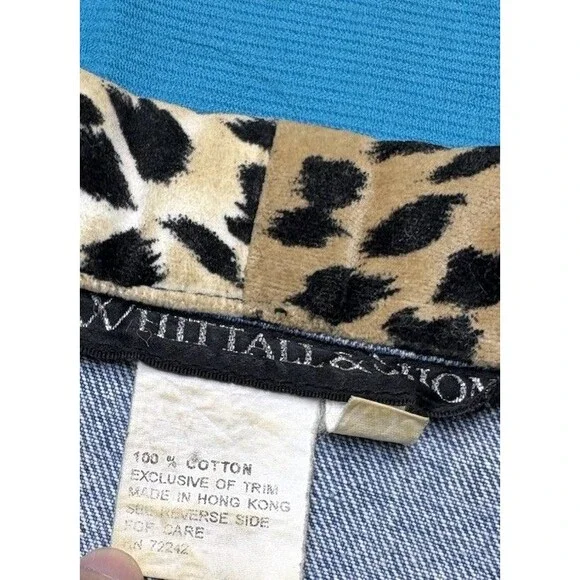 Vintage WHITTALL & SHON Denim Vest Animal Print Patchwork Leopard Zebra Size M - Picture 3 of 12